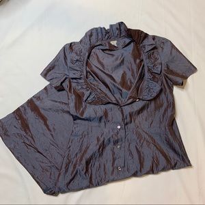 100% silk Dosa dress with ruffled collar